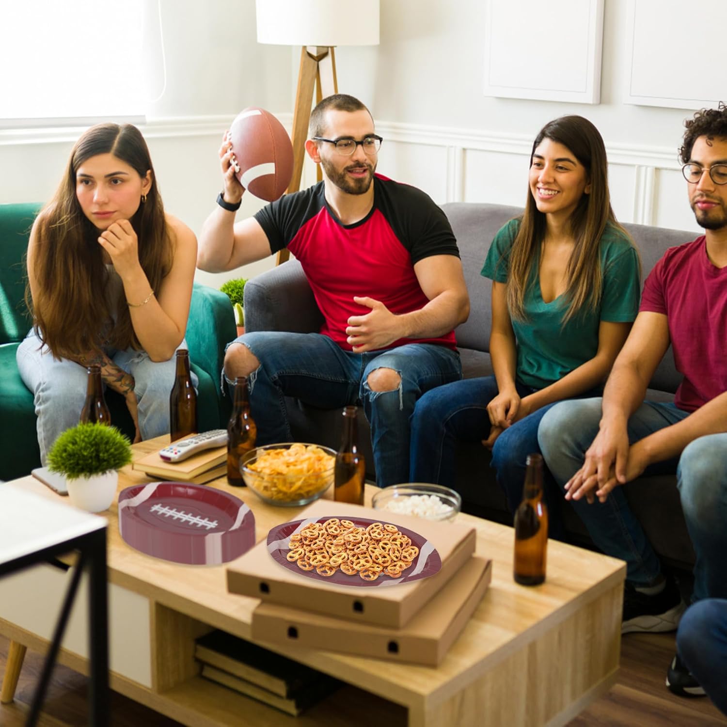 Augisteen 48 PCS Football Party Plates Football Paper Plates Disposable Sports Theme Dinner Plate Serve 48 Guests for Sports Game Day Birthday Party Decor - Image 5