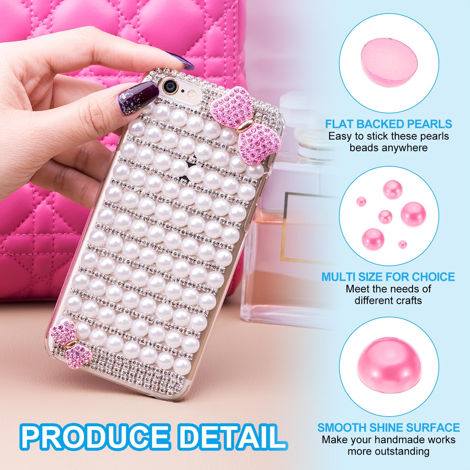 PATIKIL 200Pcs Flatback Pearls Beads for Crafting 12mm Half Round Resin Beads Flatback Pearls for Nail Charms Handmade Phone Case Embellishment - Image 3