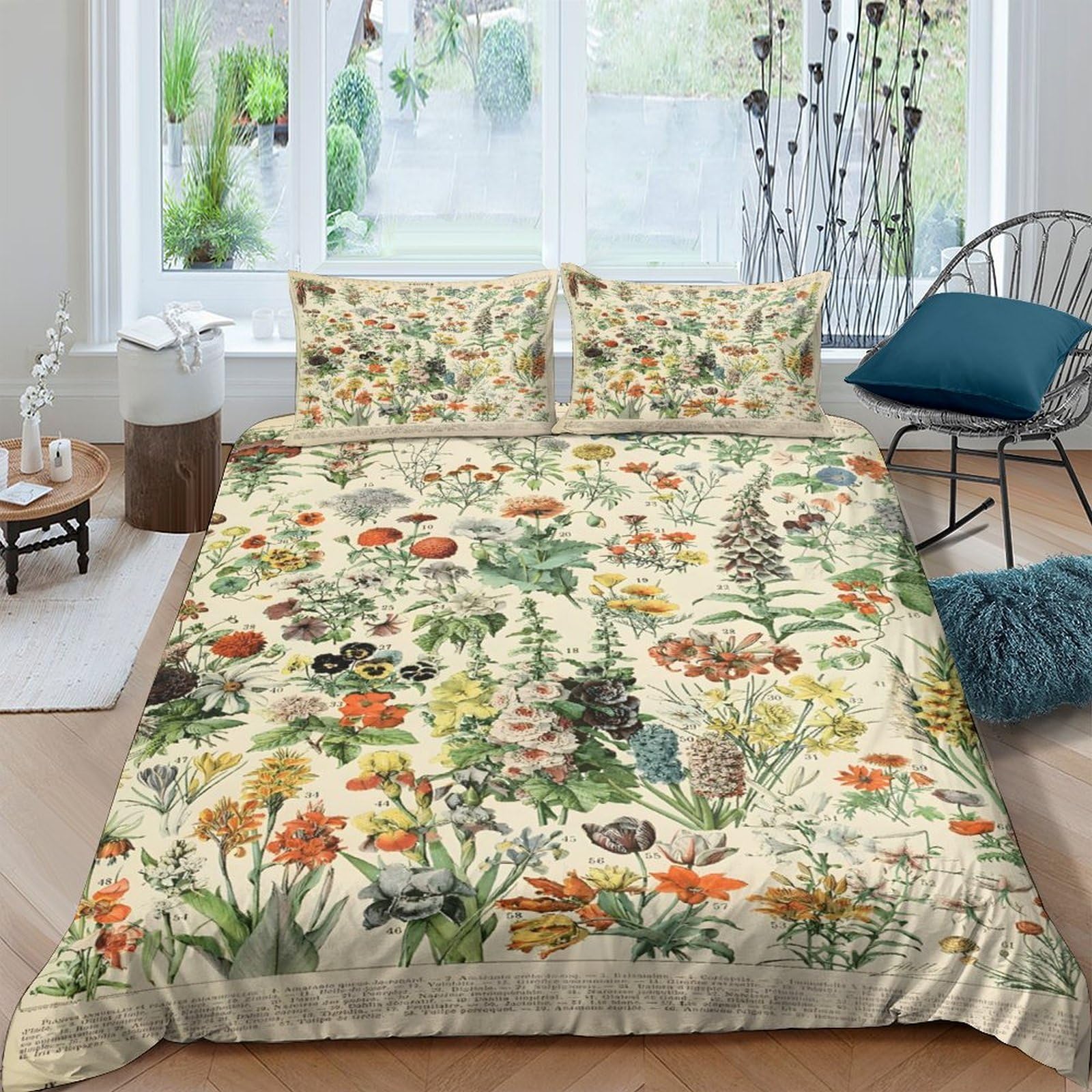 Ctjqhvkz Style-8 3D Printed Botanical Garden Fitted Sheet Microfiber Soft Floral Meadow Bed Cover For Bedroom Guest Room Decor Single（135X200cm）