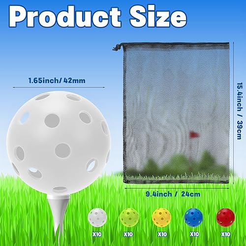 Miniatura 15 de Coopay Paquete de 100/200 pelotas de golf de práctica, pelotas de entrenamiento de golf de plástico de 1.654 pulgadas con una bolsa de cordón