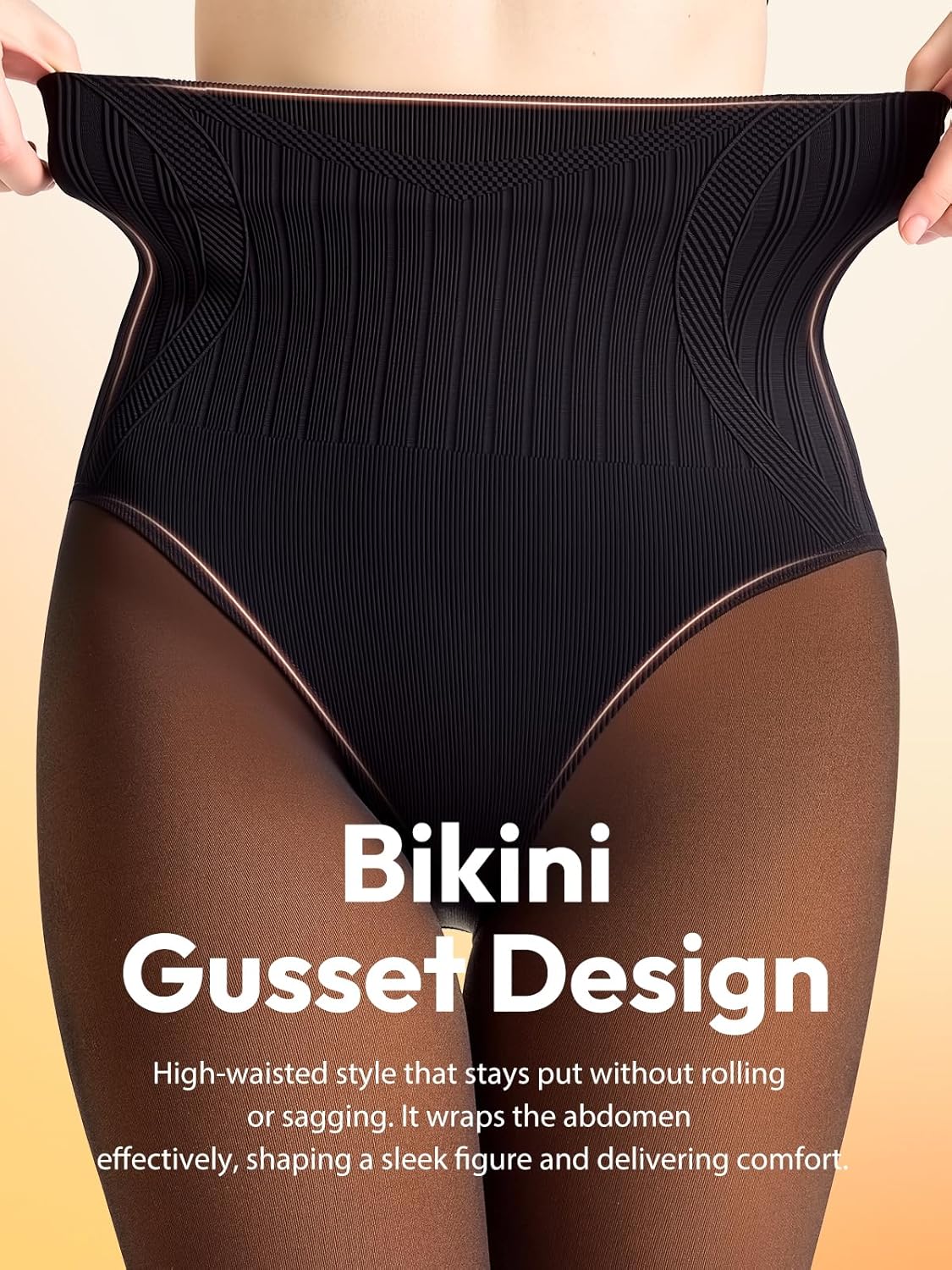 Womens Fleece Lined Tights Control Top Triangle Crotch Thermal Leggings Fake Translucent Warm Stockings