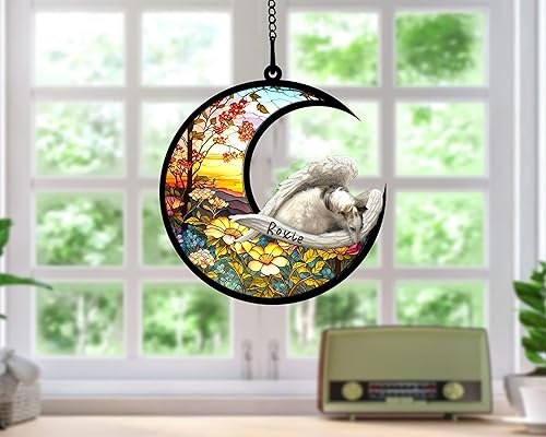 Miniatura 726 de Chow Chow Dog Memorial Suncatcher, adorno de Navidad Chow Chow con nombre, atrapador de pérdida de mascotas, regalos para los amantes de los perros