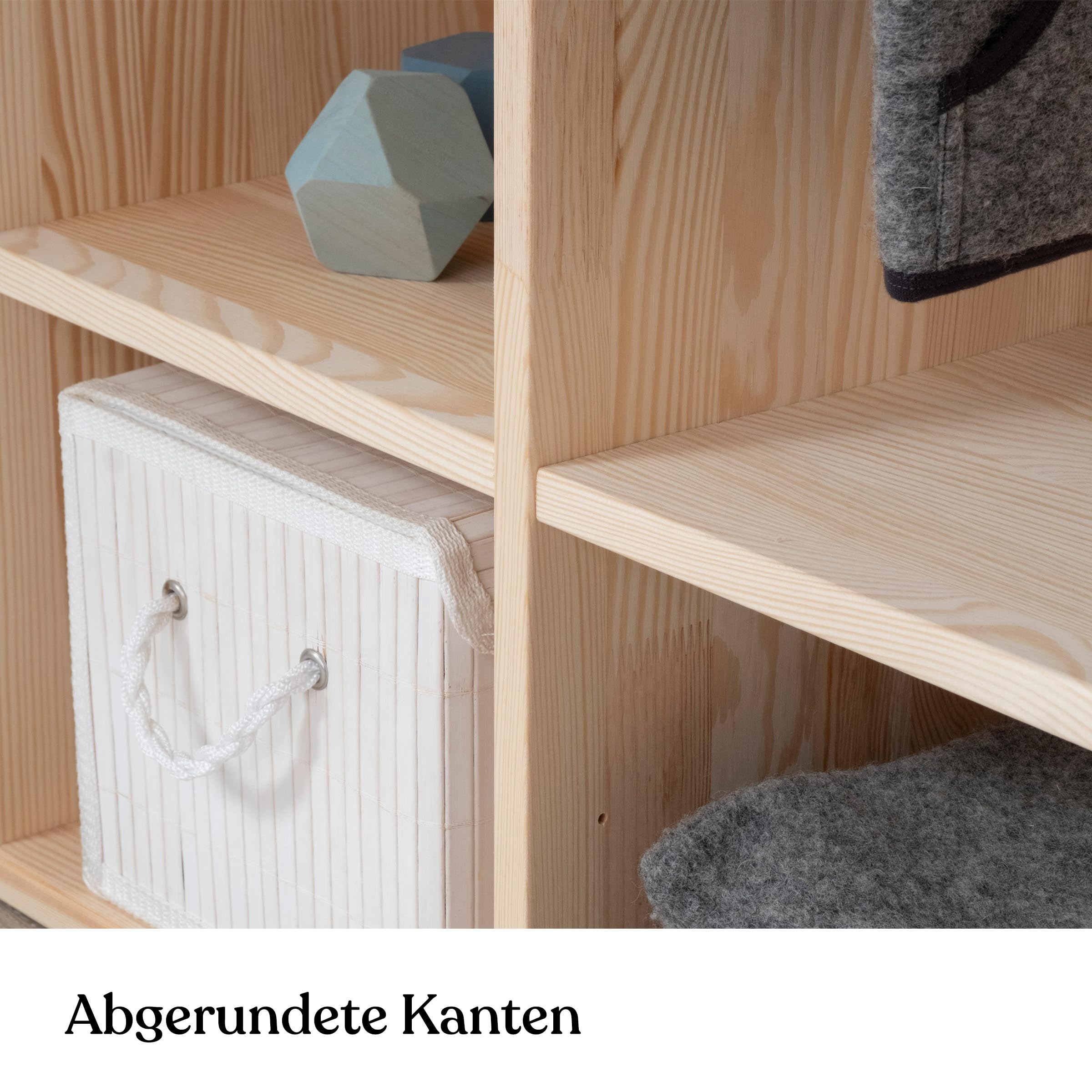 Ehrenkind® Montessori Kleiderschrank | Kinderregal Kiefer Natur | Kinderschrank FSC Zertifiziert | Garderobe für das Kinderzimmer in 100x100x40 | Kleiderschrank Kinderzimmer | Kinderzimmer Möbel