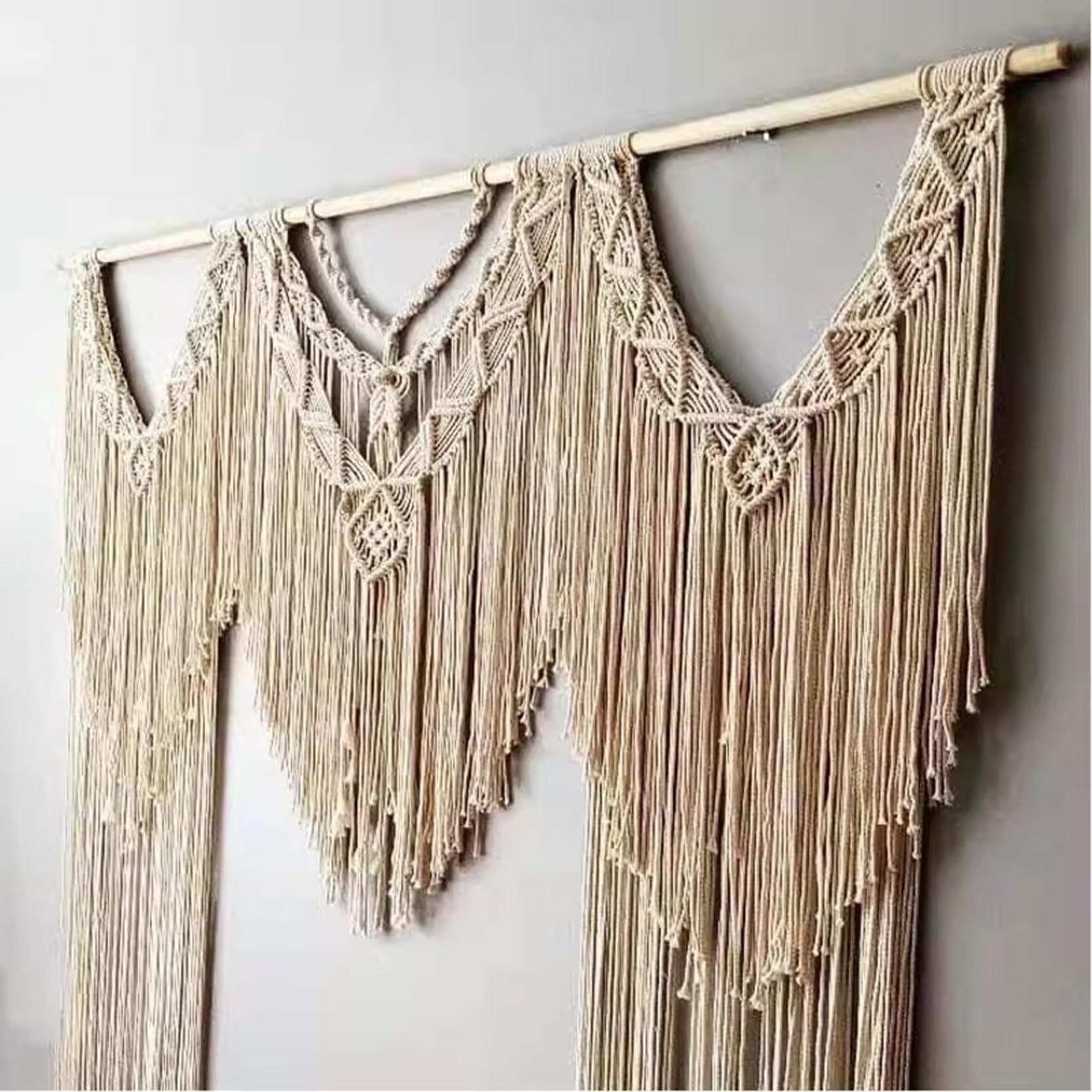 Tapiz de macramé para colgar en la pared, decoración bohemia grande, hecho a mano, cuerda de algodón, para el hogar, telón de fondo de boda, 140 x 185 cm