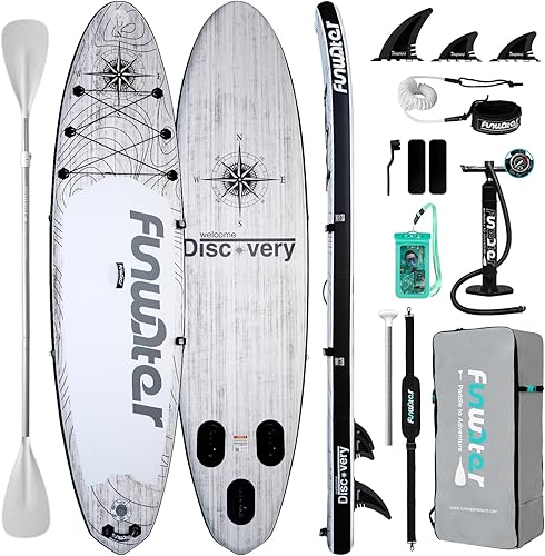 FunWater Inflatable Ultra-Light (17.6lbs) SUP for All Skill Levels Everything Included with Stand Up Paddle Board, Adj Floating Paddles, Pump, ISUP