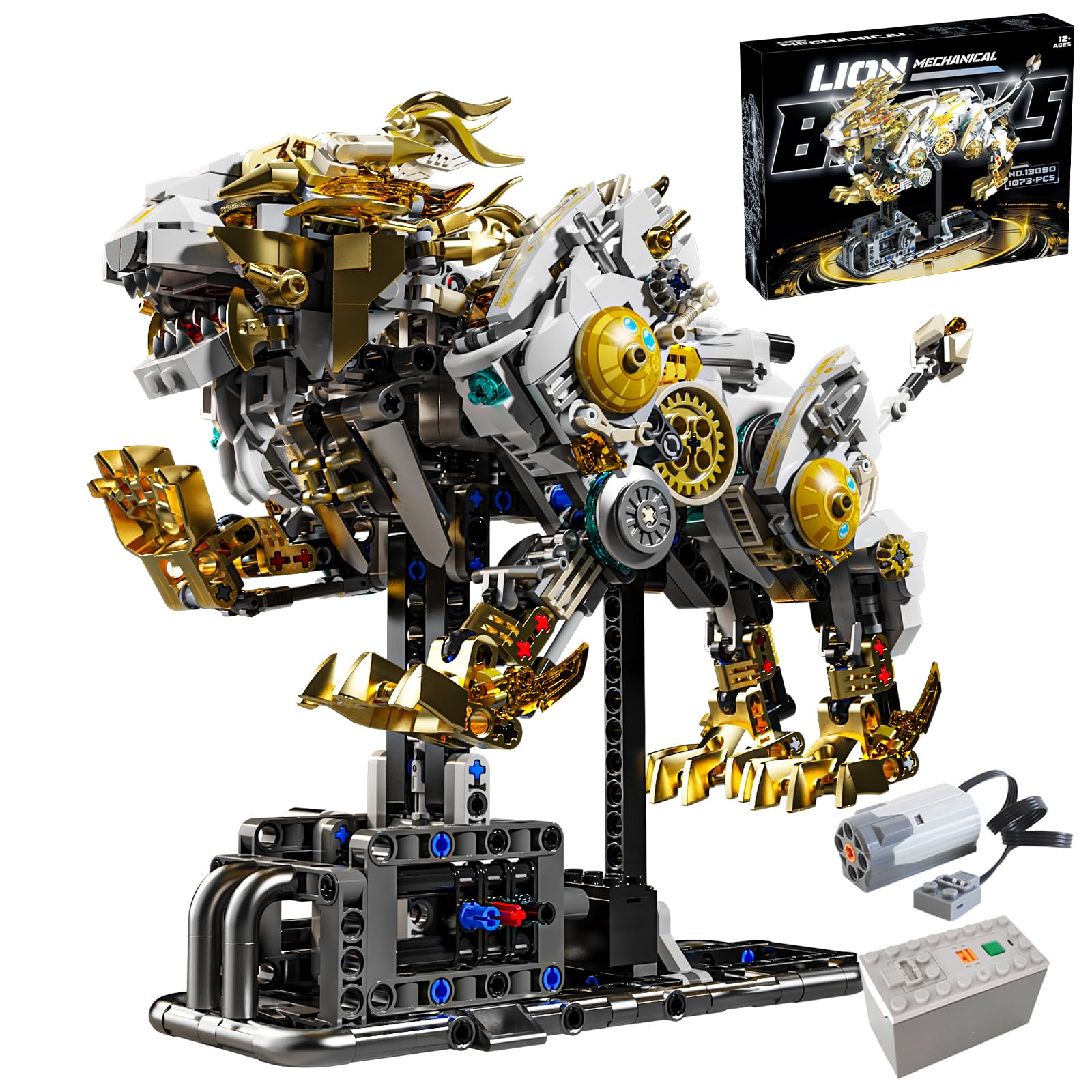 CSNRHG Mechanical Lion Building Block Toy Set Futuristic Mechanical Beast Model with Movable Parts & Gears Premium Mechanical Building Kit with Display Stand and Motor Ideal Gift for Boys & Adults — image 1