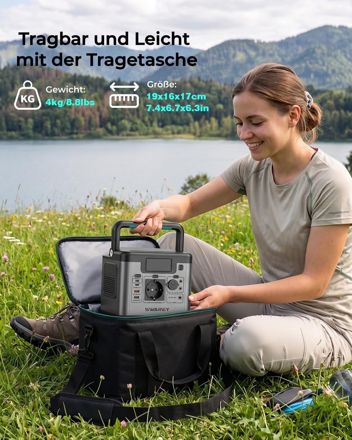 Tragbare Powerstation S550, 555Wh Solargenerator mit 550W (1100W Spitze) AC, 140W Bidirektionale Schnellladung USB-C, Notstromaggregat für Outdoor Camping Wohnmobil Zuhause