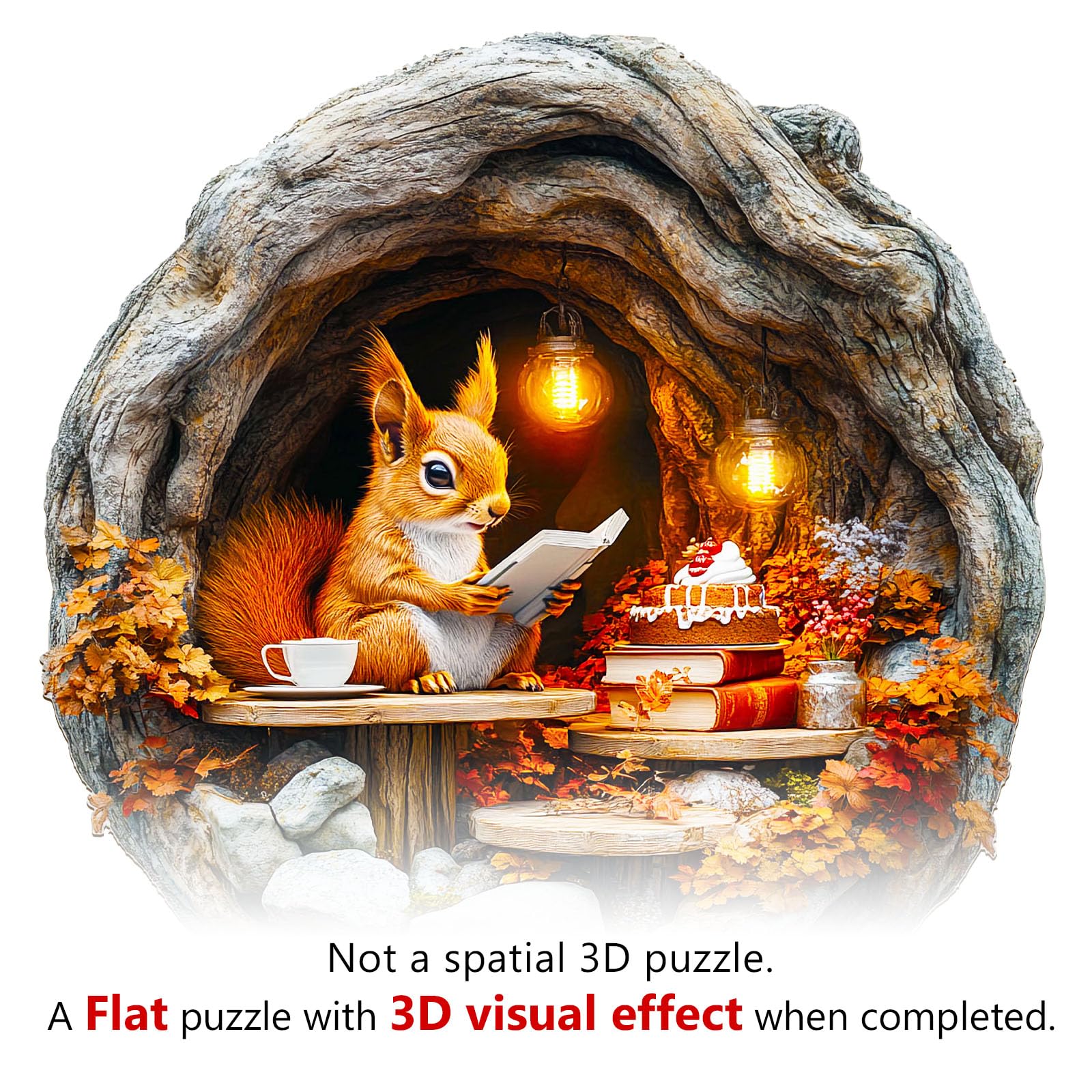 Drewniane puzzle dla dorosłych i dzieci, 3D Burrow Squirrel, okrągłe, jedyne w swoim rodzaju puzzle, drewniane puzzle, dla dorosłych, z drewnianym pudełkiem na prezent (L-300 sztuk)