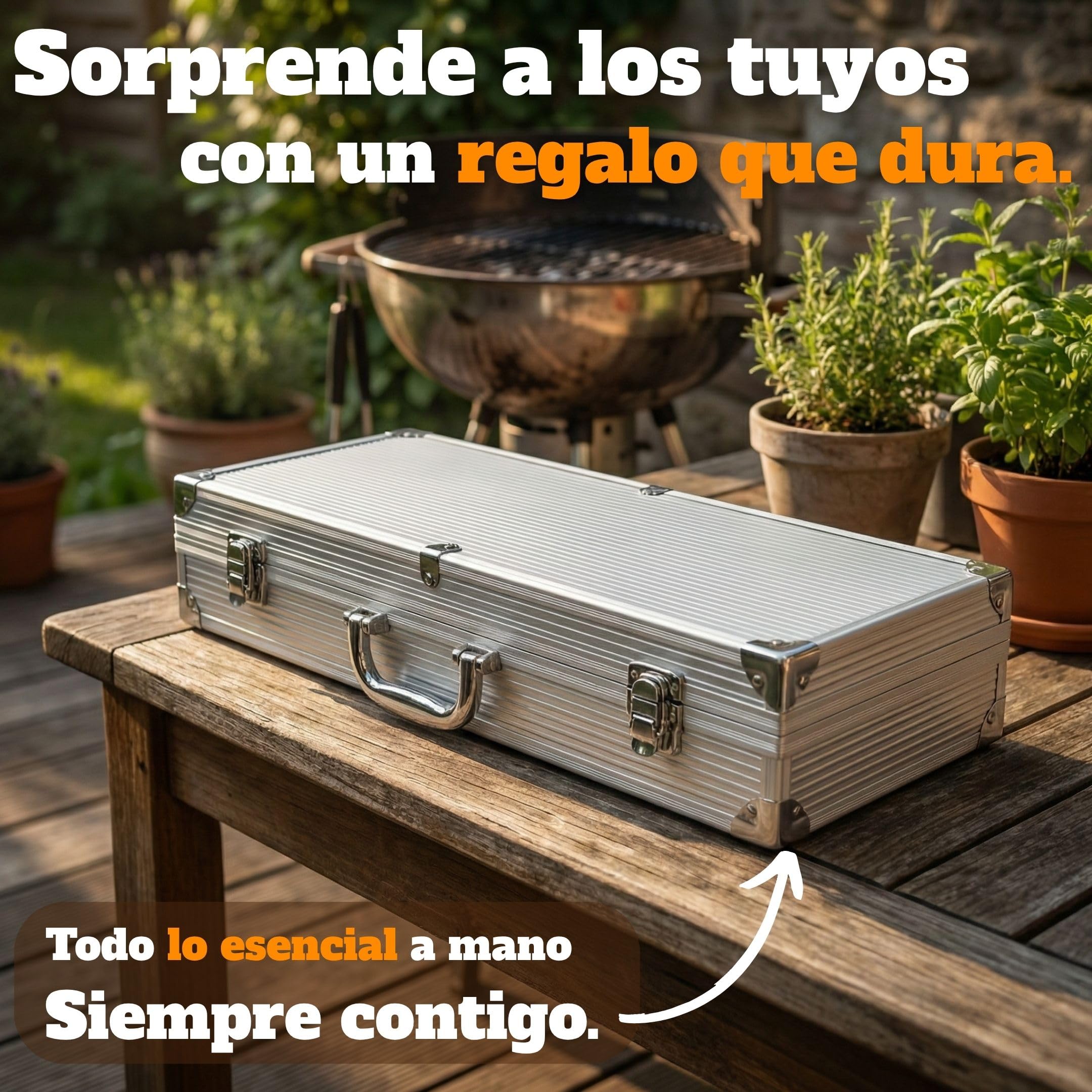 Set Barbacoa Hombre - Utensilios Acero Inoxidable en maletín metálico
