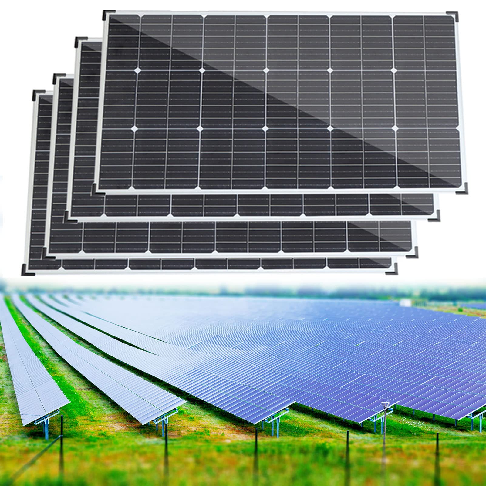 Kit Pannello Solare, Pannello Solare 200 W/400 W, Pannello fotovoltaico 18 V con Controller 40 A, Caricatore Solare per Sistema off-Grid per Camper Esterno, Quattro Pezzi