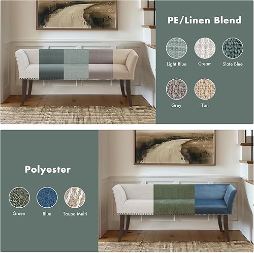 Miniatura 8 de Madison Park Accent Bench, Upholstered with Nailhead Trim, & Padded Seat Entryway Bench Small, End of Bed Bench with Back, 49.5" W x 19.25" D x 23"