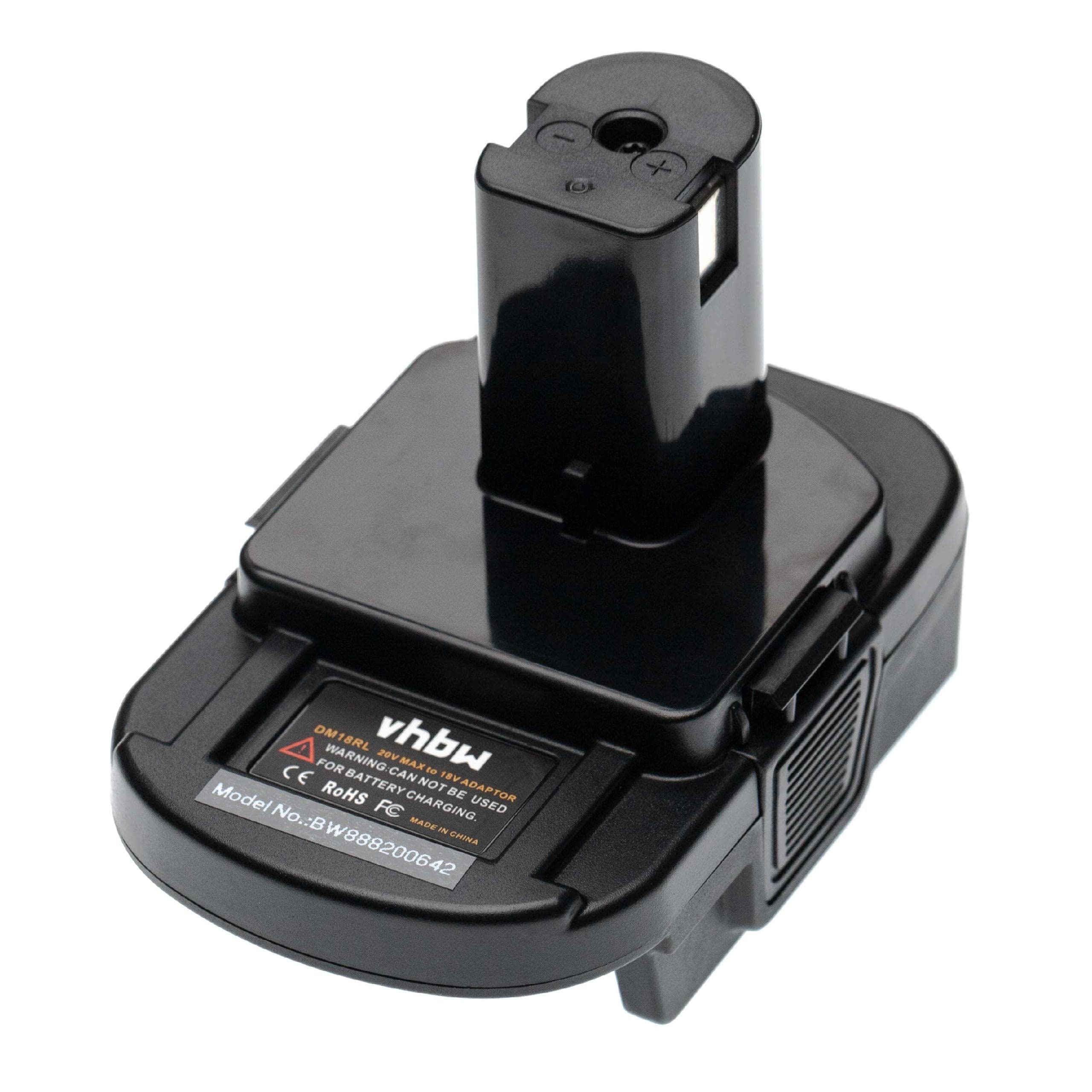 vhbw adattatore compatibile con DeWalt & Milwaukee batterie 20 V Li-Ion e compatibile con Ryobi dispositivi con batterie 18 V
