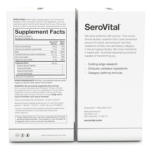 Miniatura 7 de Serovital Hair Regeneres - Vitaminas mejoradas para el crecimiento del cabello para mujeres, disminuyen la pérdida y el desprendimiento del cabello,