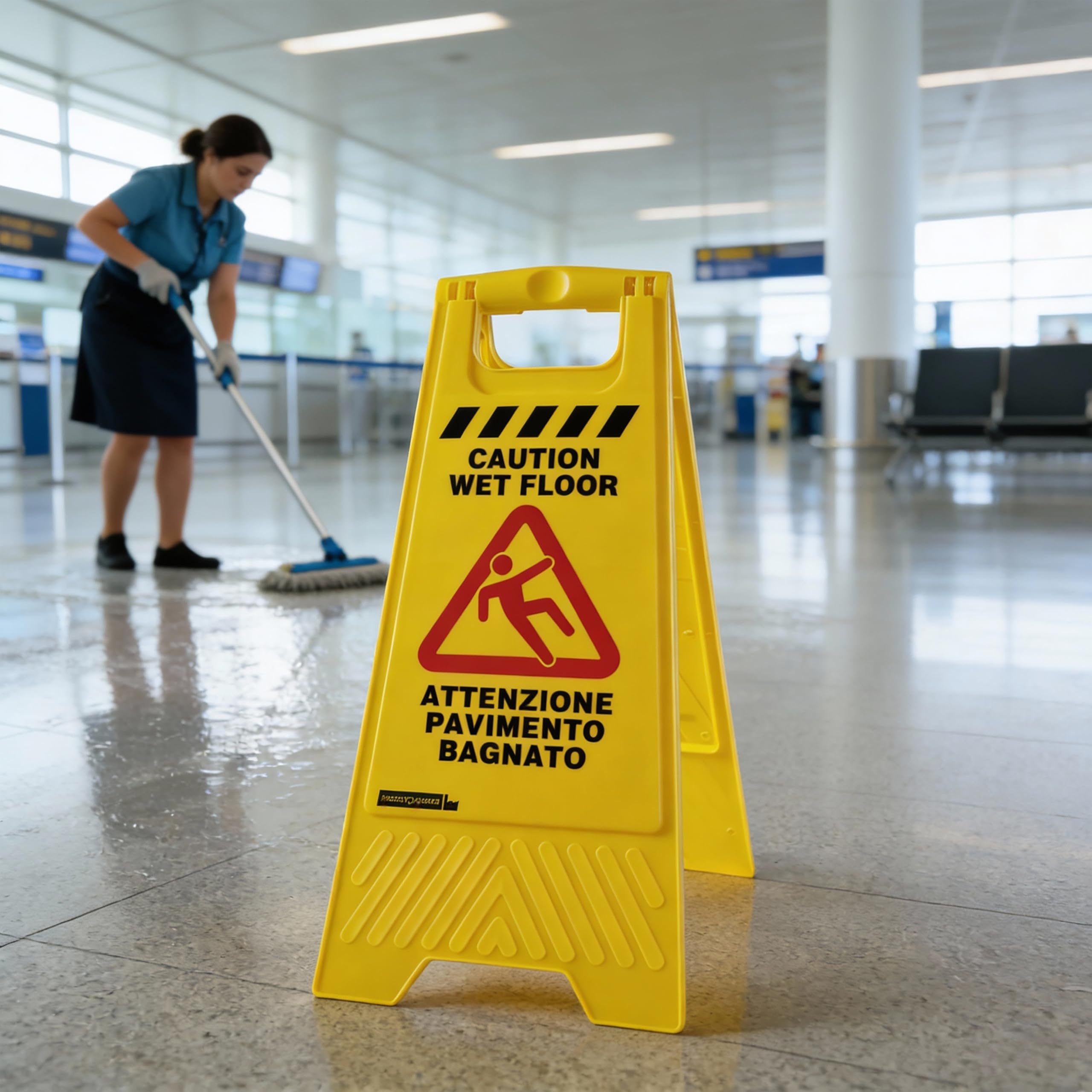 Parfait Factory Wet Floor Panneau Sol mouillé, Plastique, Jaune, 30 x 49 x 56.5 cm