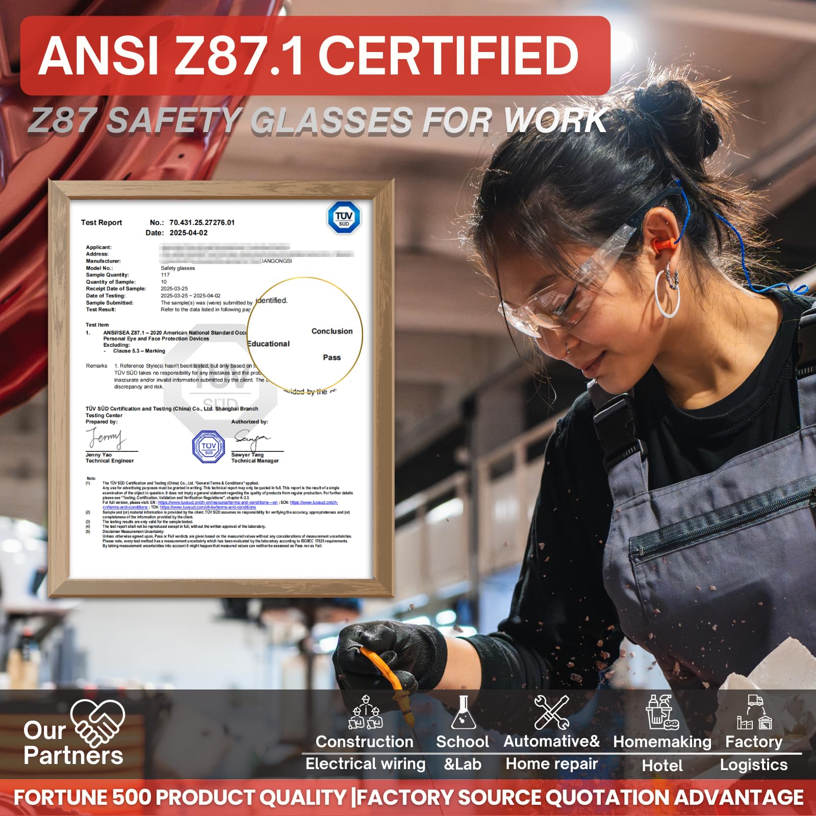 Occhiali di sicurezza per gli uomini donne ANSI Z87.1 Occhiali di sicurezza Bulk Outdoor Occhiali protettivi