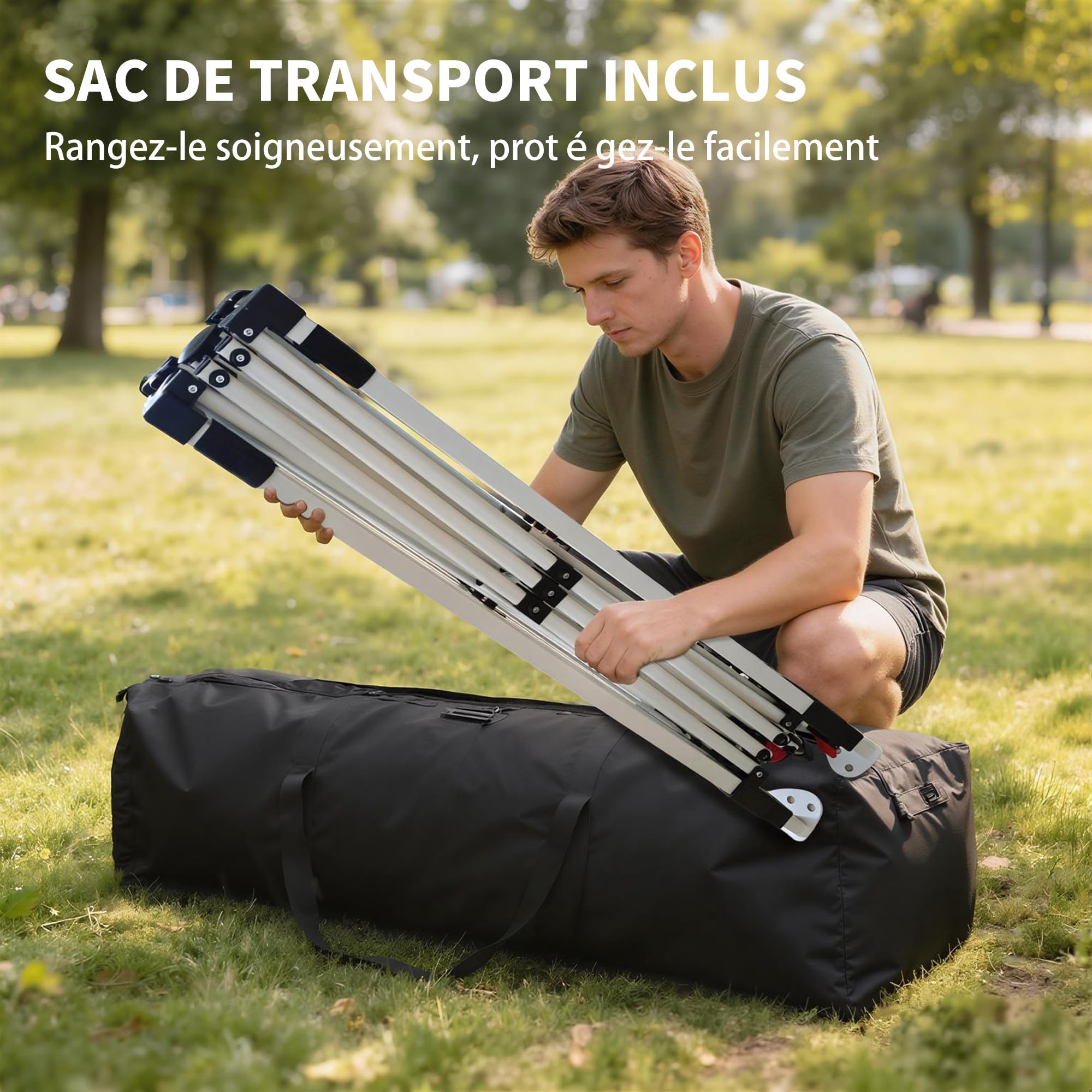 Outsunny Tonnelle de Jardin Exterieur 3x3m, tonnelle Pliante Pop-up avec Roues, Protection Solaire UPF50+, 4 Sacs de Sable, Hauteur réglable, Sac de Transport, Blanc