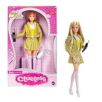 Barbie Signature – Clueless Cher, bambola da collezione 30° Anniversario, in abito a quadri giallo, zaino, telefono cellulare e foglio rosa inclusi, giocattolo per bambini, 6+ anni, JBJ34