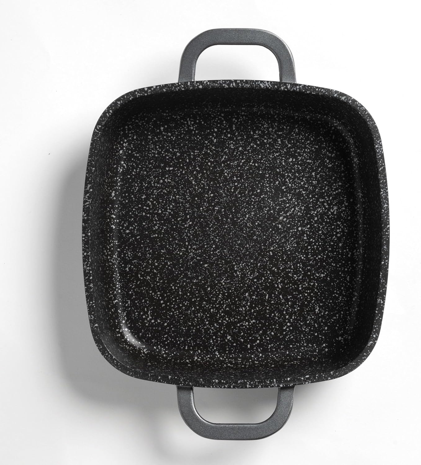 STONELINE Corner Pan, 20 x 20 cm, with Aroma Glass Lid, Serving Pan, Induction, Cast Aluminium, Non-Stick Coating with Real Stone Particles, Square Frying Pan without Fat or Oil, Grey