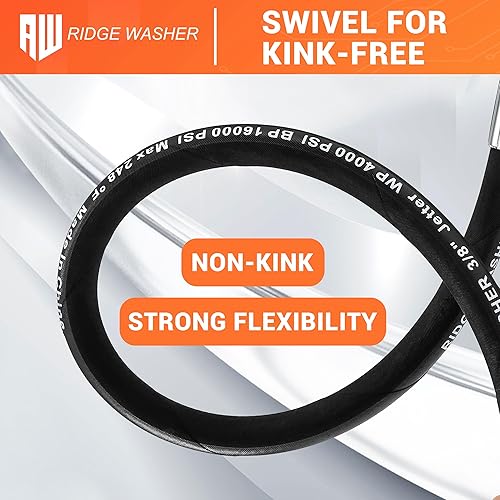 Miniatura 4 de RIDGE WASHER Manguera de látigo para lavadora a presión con giratoria, manguera de puente de 38 pulgadas, manguera de conector de carrete de