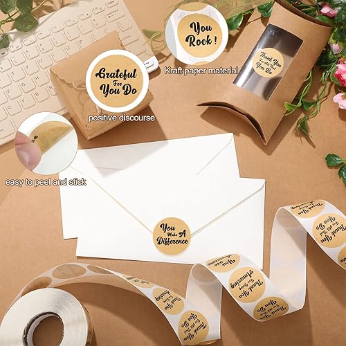 Miniatura 6 de 1000 calcomanías de agradecimiento retro con texto en inglés You are Awesome Thank for Being Amazing You Make a Difference para empleados de