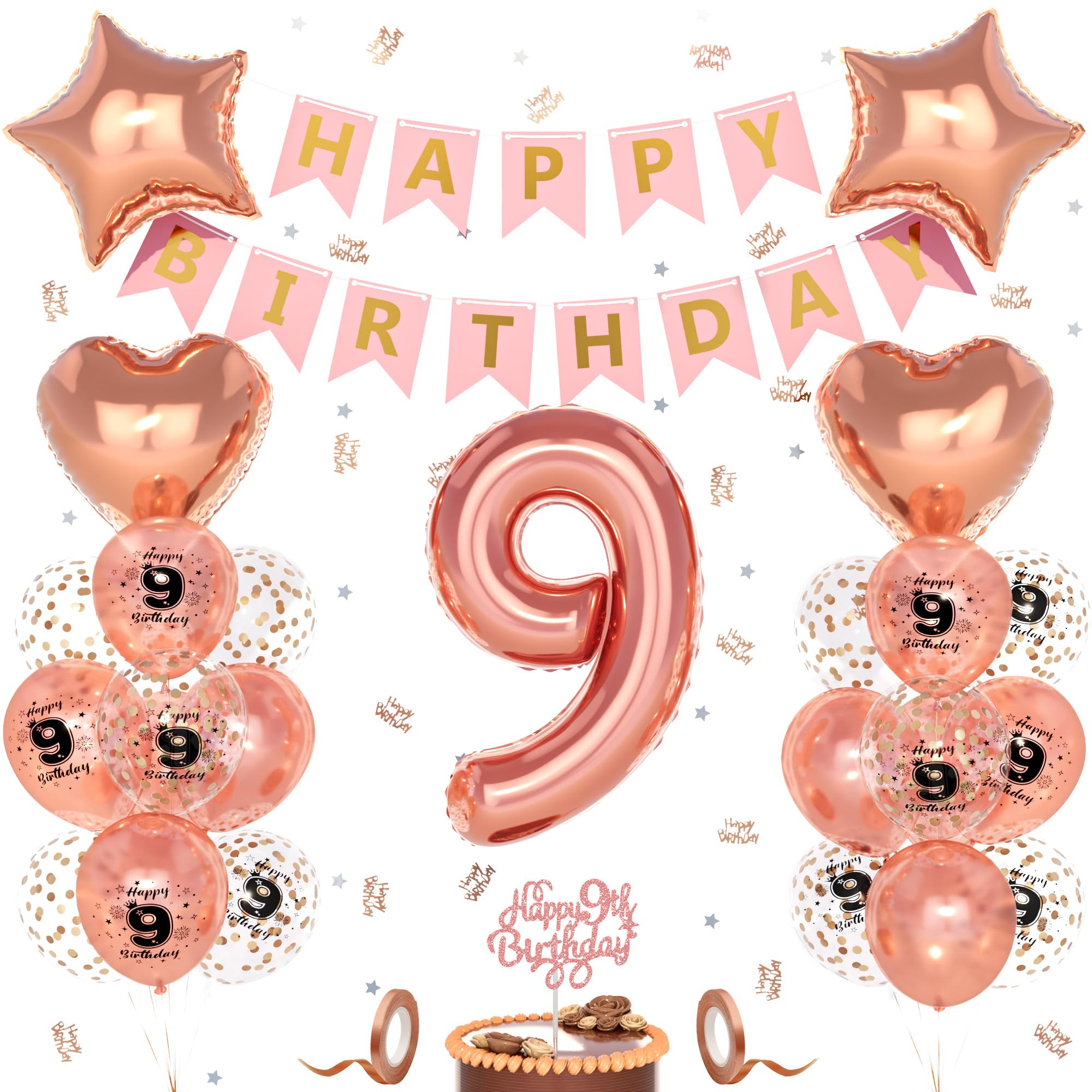 13 Anni Decorazioni Compleanno Ragazze, 13° Fusciacca e Diadema Oro Rosa Compleanno, Happy Birthday Cake Topper, Candele di Compleanno Numero e Palloncini, Regalo Ragazza 13 Anni