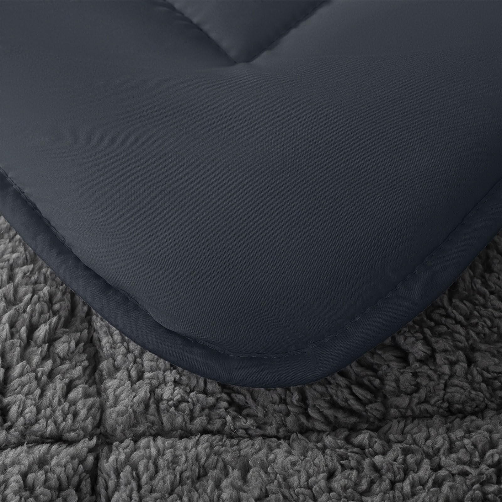 SAMPUR - Couette Sherpa | Sensation Laine et Cosy | Surpiquage Innovant | Réversible été Hiver | Isothermique | Grise | 240 x 260 cm