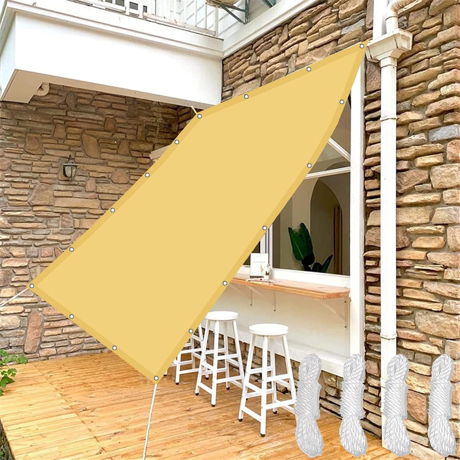 Sun Shade Sail Rectangle 1.6 x 5 m Sunscreen Durable Perfect Sun Sail Patio Canopy with Fixing