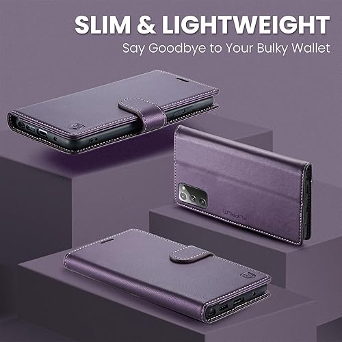 Miniatura 3 de Funda tipo cartera para Samsung Galaxy Note 20 5G con bloqueo RFID, soporte para tarjetas de crédito, de piel sintética, función atril, a prueba de