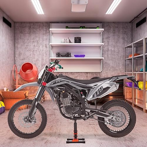 Miniatura 8 de VEVOR Soporte elevador para motocross, soporte de elevación de gato para motocicleta, capacidad de 440 libras y operación de elevación hidráulica,