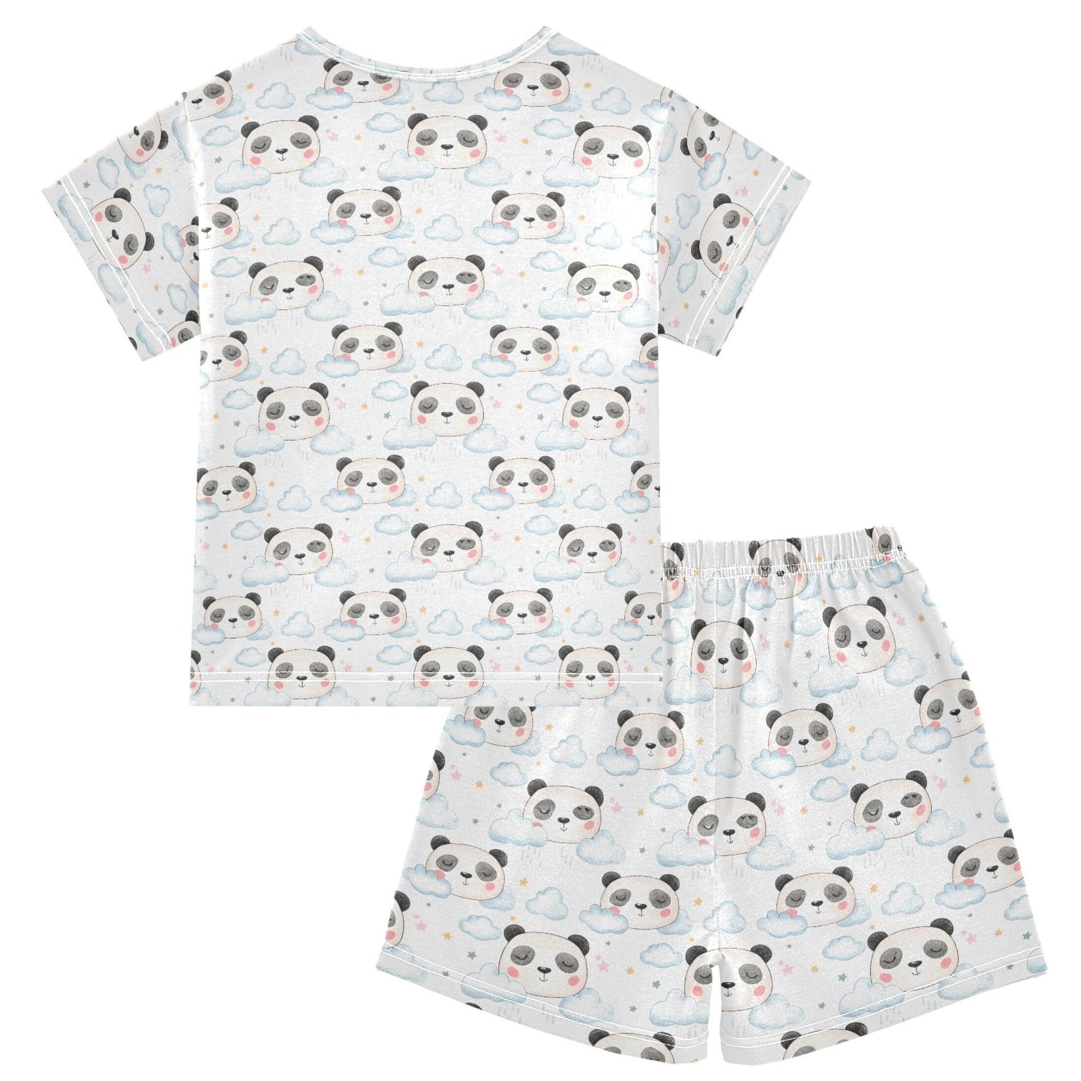 UMIRIKO Cute Panda Summer Short Sleeve Pajamas Sleepwear PJ Set B0404180