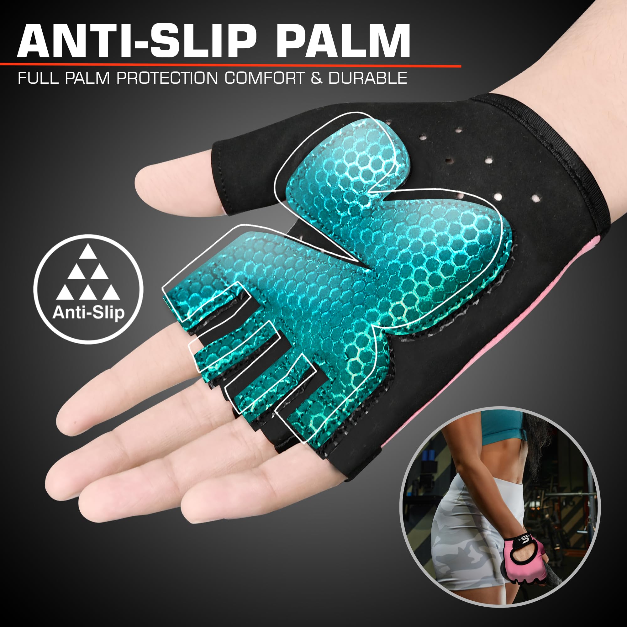 SAWANS Guanti da sollevamento pesi Guanti da palestra da uomo e donna per allenamento antiscivolo traspiranti guanti da donna allenamento in silicone imbottito Grip protezione palmo esercizio fitness