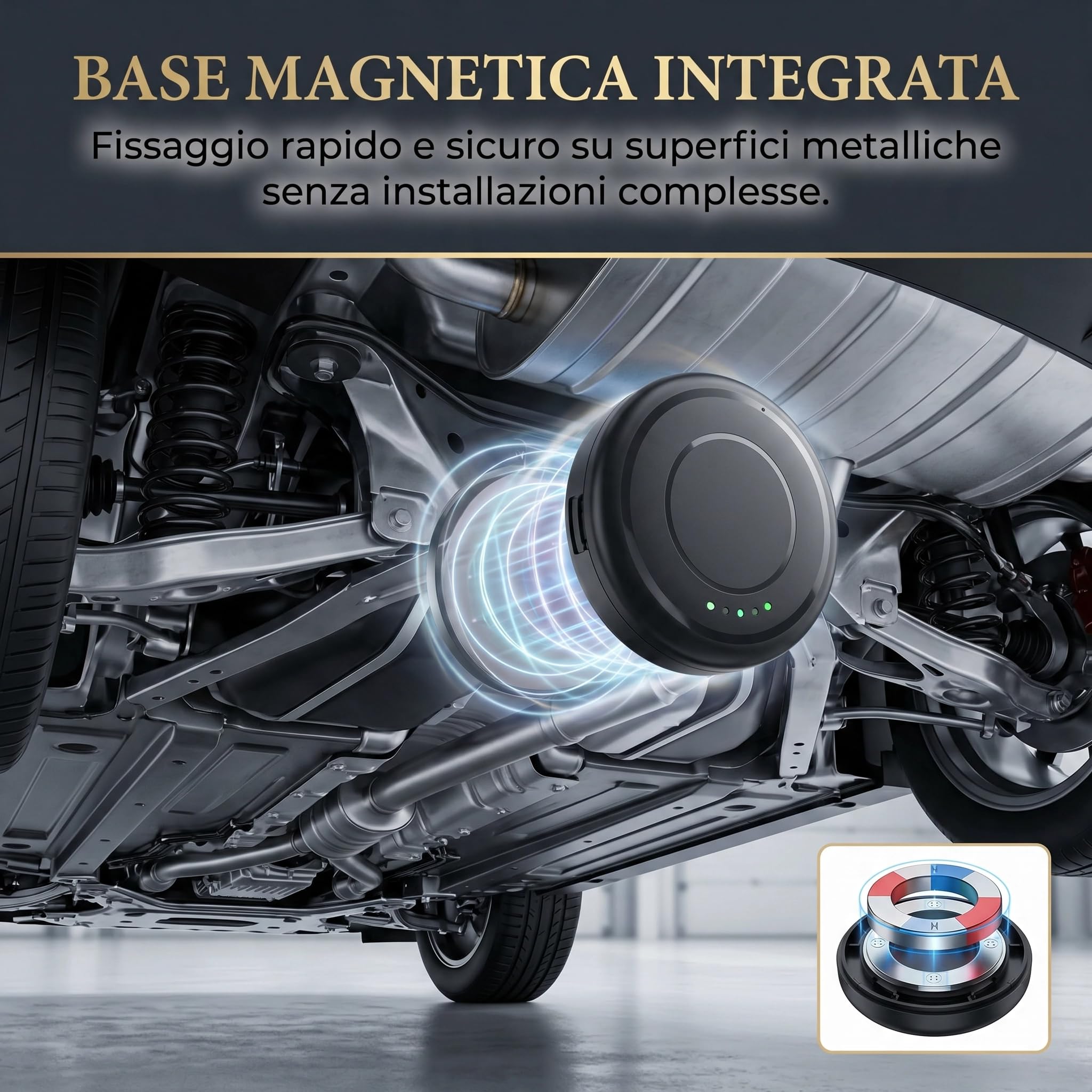 Localizzatore GPS per Auto e Moto, Posizione in Tempo Reale, Allarme SOS, Base Magnetica, Modalità Intelligente di Risparmio Energetico (GeoTrack)