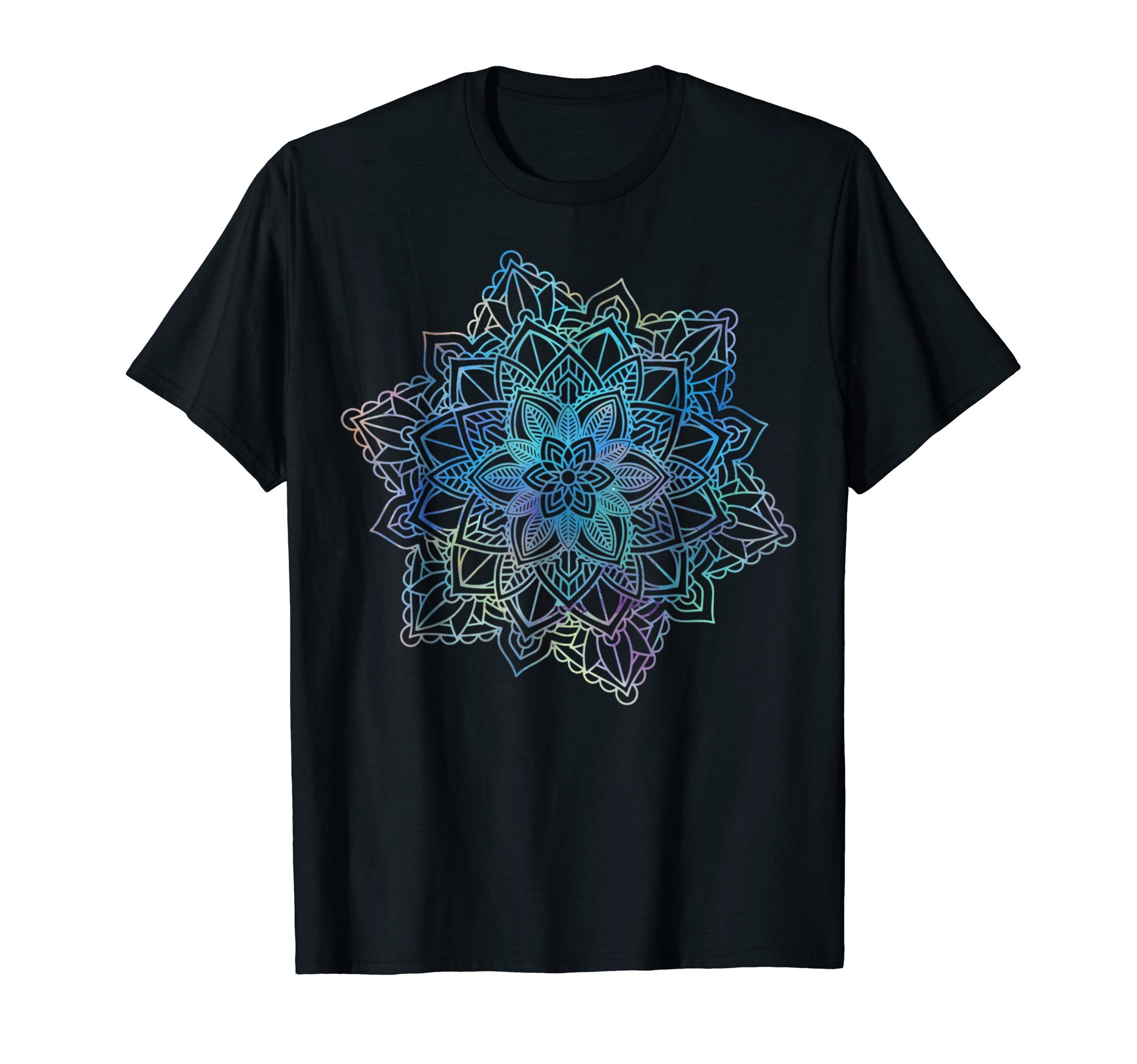 Fractal Mandala Sacred Geometry YogaWatercolor Mandala Sacred Fractal Geometry Art Good Vibe T-ShirtOEKO-TEX STANDARD 100
