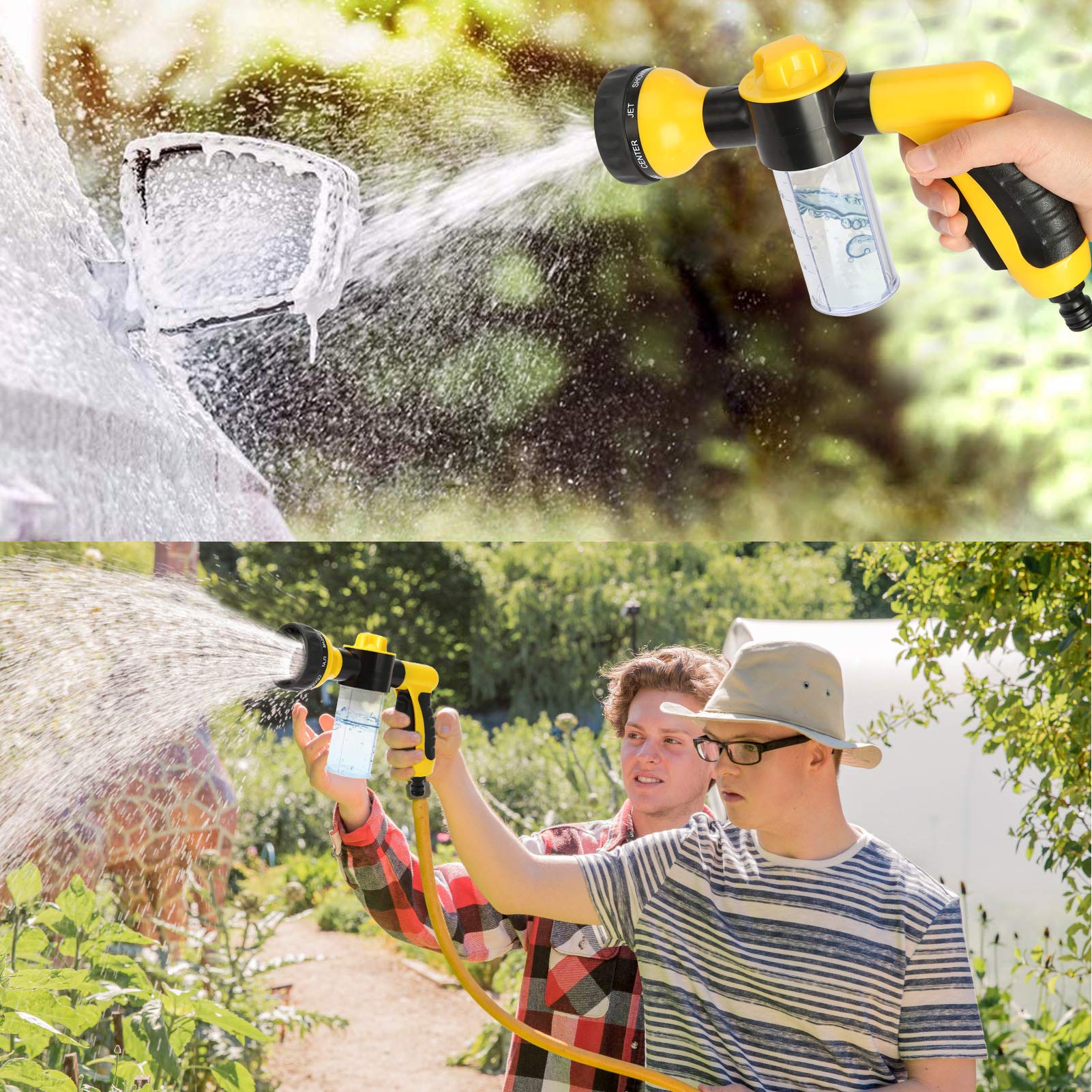 Pistolet De Pulvérisation Jardin 8 Modes Avec Fonction Mousse - Arrosage Et Nettoyage - Gâchette Verrouillable