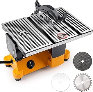4" Mini Table Saw, 90W 110V Portable Miter Saw Table Saw Bench Electric Cutting Machine for DIY Handmade Woodworking Crafts, with 3 Blades