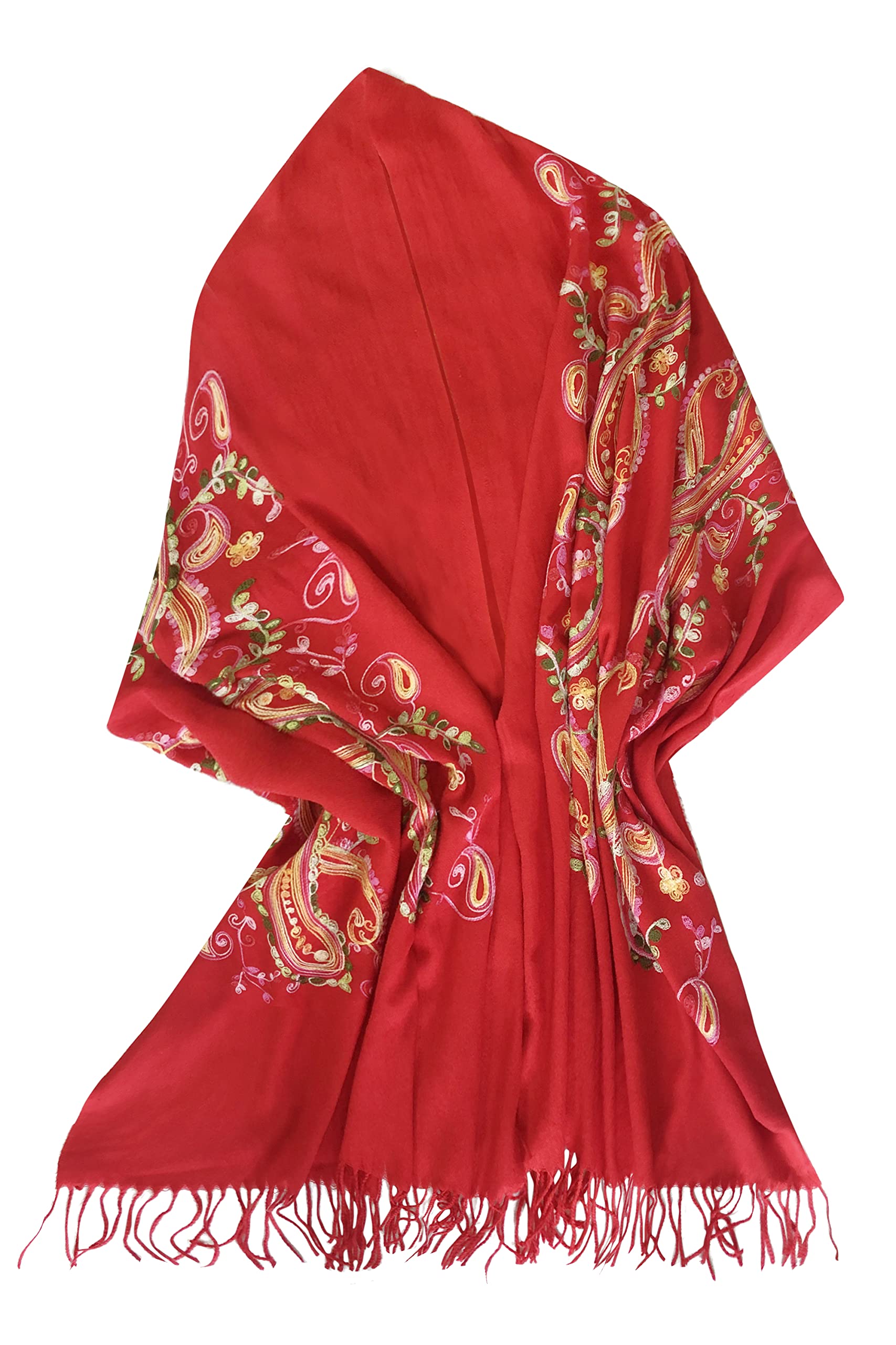 Urban CoCo Women's Embroidered Oversize Tassel Shawl Scarf Wraps for Women