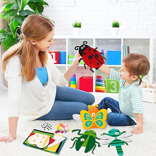 Vista 109 de WATINC Kit de 6 piezas de fabricación de marionetas de mano, calcetines de fieltro para manualidades, juguetes creativos de bricolaje para hacer tus