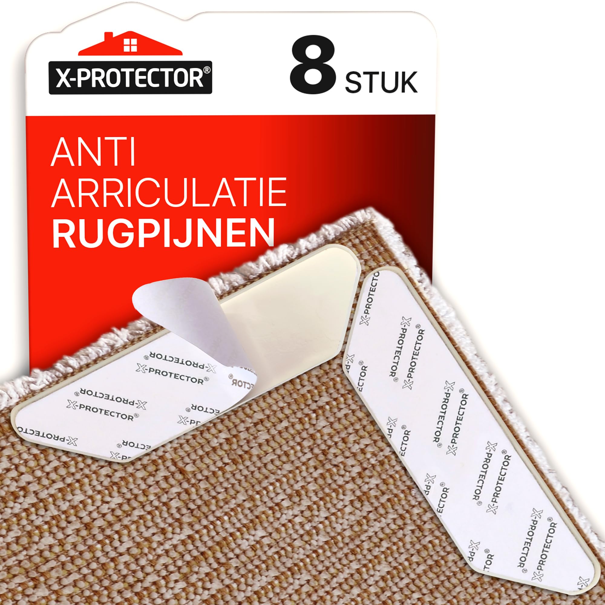 Antislip Stickers X-PROTECTOR - Premium 8 STUKS Anti Krul Tapijtsticker - Houdt Uw Tapijt Op Zijn Plaats