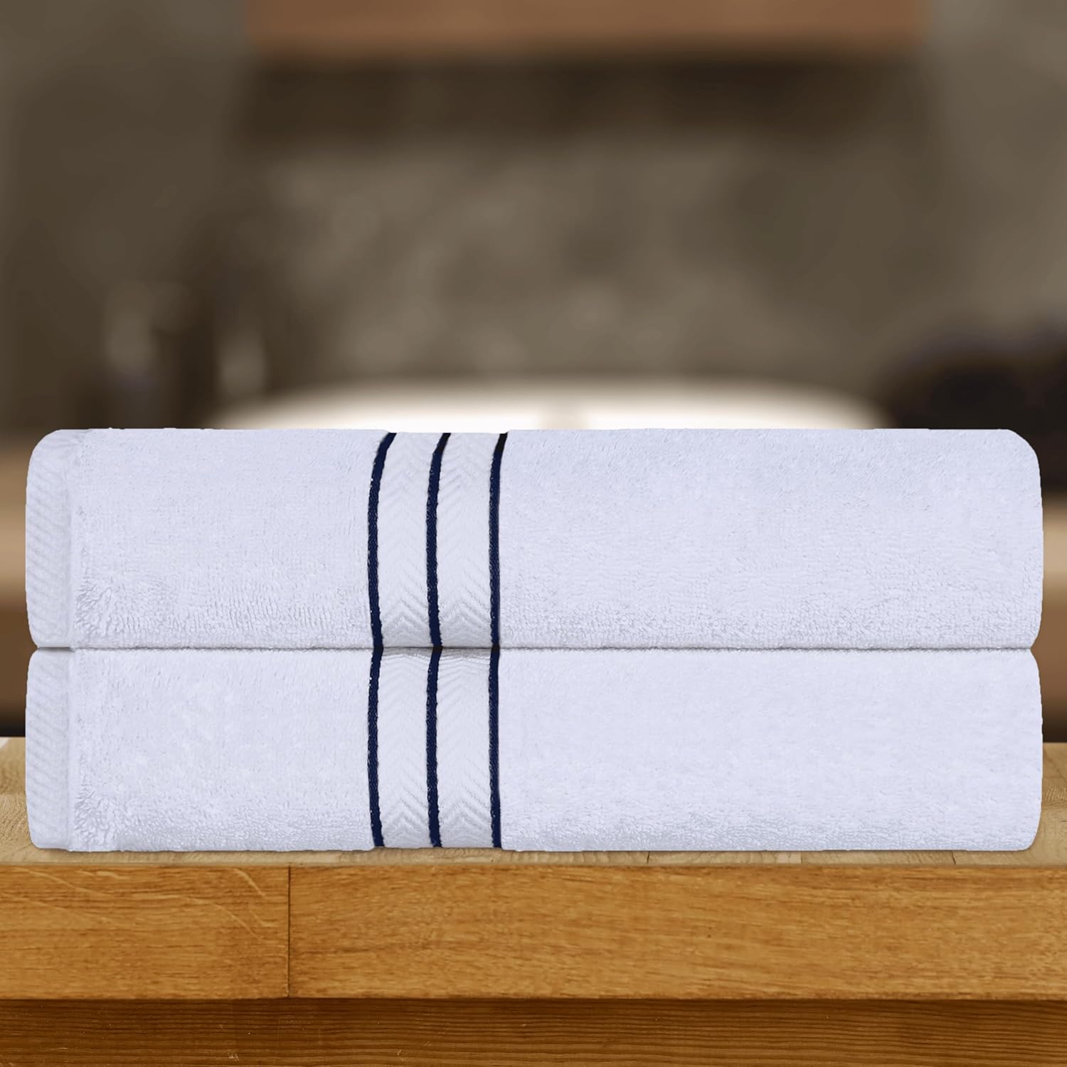 Impressions Turkish Cotton Ultra-Plush Bath Sheets, for Bathroom, Shower, Spa, 900GSM, Highly Absorbent and Ultra-Soft Towels, Quick Dry, Bath Essentials, Oversized Towels, Set of 2, Navy Blue