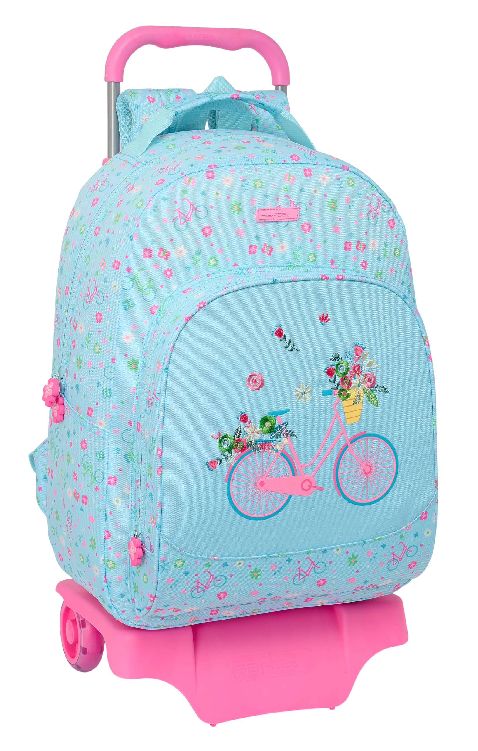 Safta Mochila Escolar Grande con Carro 905, Tejido Reciclable, Ideal para Niños de Diferentes Edades, Cómoda y Versátil, Calidad y Resistencia, 32x15x42 cm, Color Azul