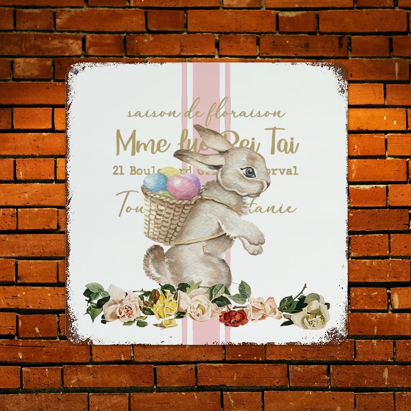 WoGuangis Targa in metallo con scritta in inglese Happy Easter Say, decorazione da parete in stile retrò, per giardino, garage, bar, caffè, giardino, 30,5 x 30,5 cm