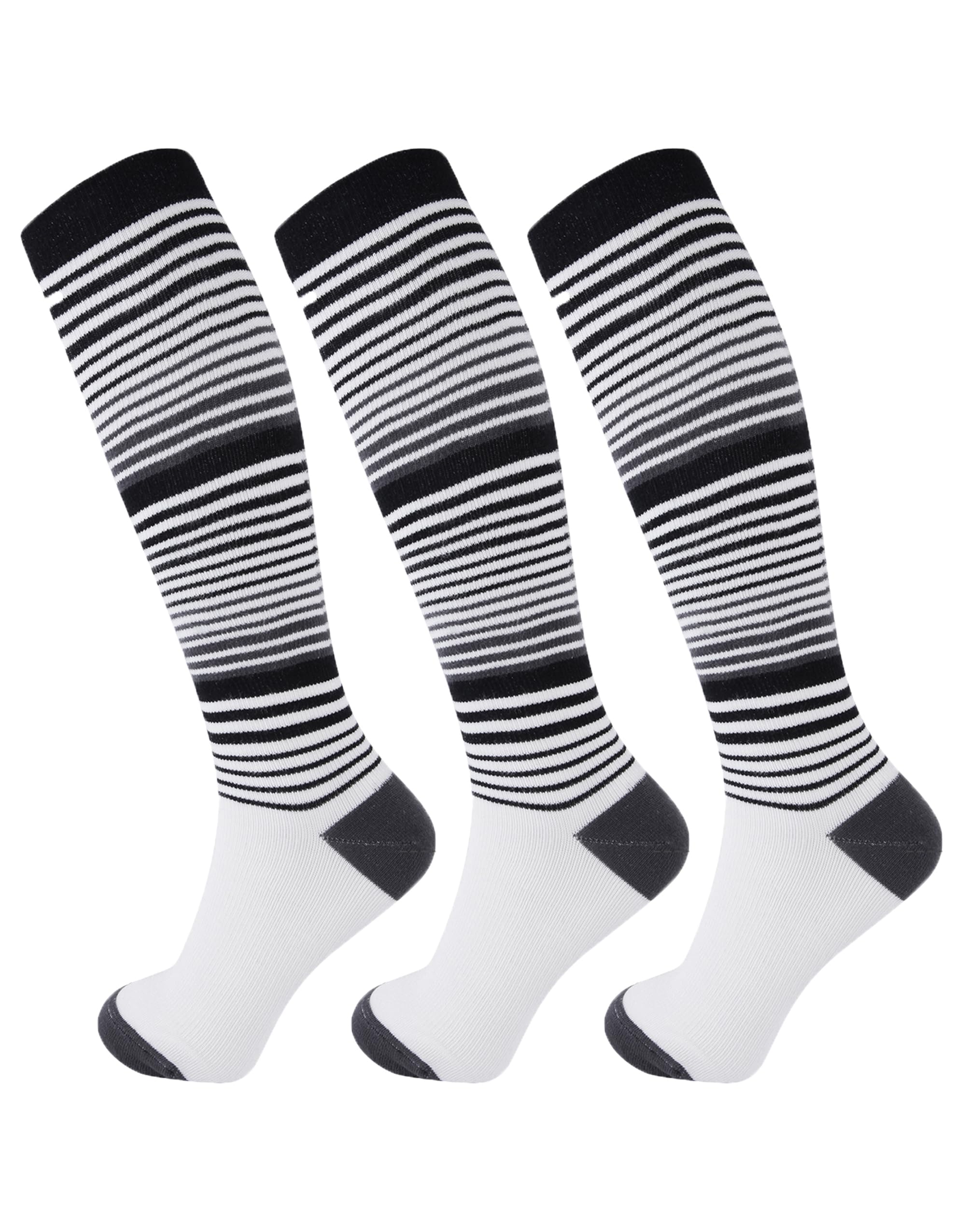 +MD 3 Pairs Bamboo Viscose Compression Socks for Women Men 15-20mmHg Knee High Support Stockings for Pregnancy Nurse Travel