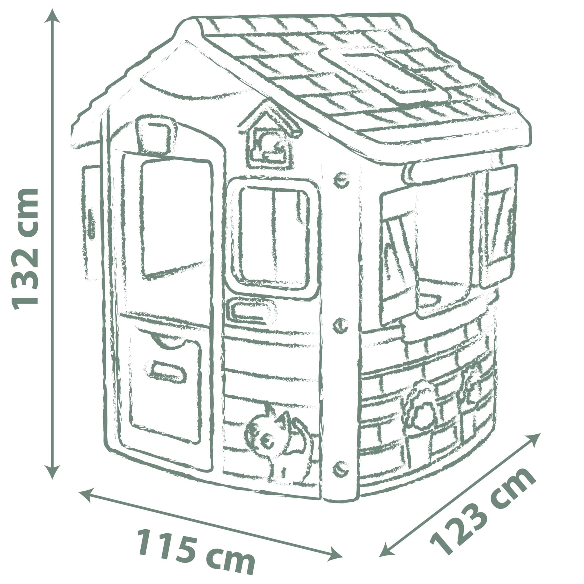 Smoby Life - Jura Lodge Spielhaus (115x123x132 cm) mit mind. 50% Recycling-Anteil - wetterfestes Gartenhaus für Kinder mit Vogel-Futterstelle - Outdoor-Kinderhaus für Garten oder Terrasse - ab 2 Jahre