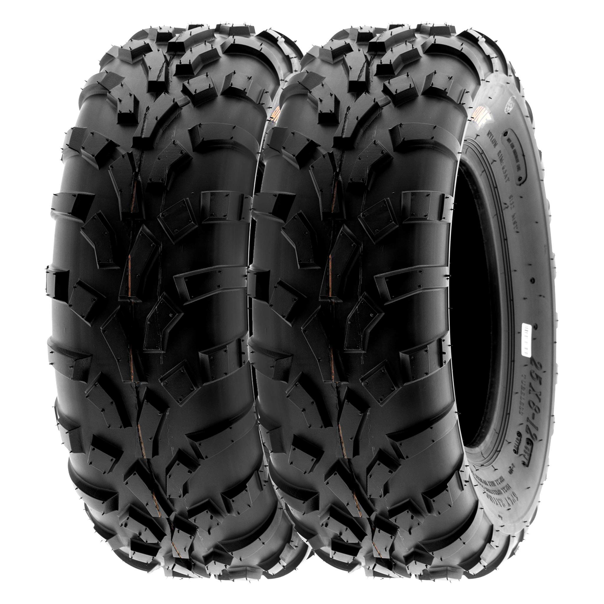 SunF A010 25x8-12 25x8x12 ATV UTV Quad pneumatici fuoristrada 6PR TL 65J E4 Mark battistrada direzionali e nodosi, set di 2 pezzi
