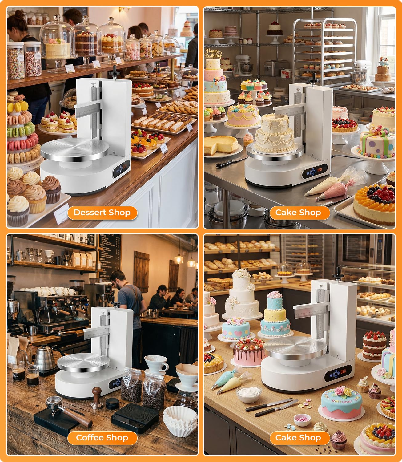 Máquina para Decorar Pasteles, máquina eléctrica de 4 a 12 Pulgadas para Extender, Cubrir y glasear cremas, con raspador Graduado Ajustable, 60 a 320 RPM, máquinas para Cubrir Pasteles de ma
