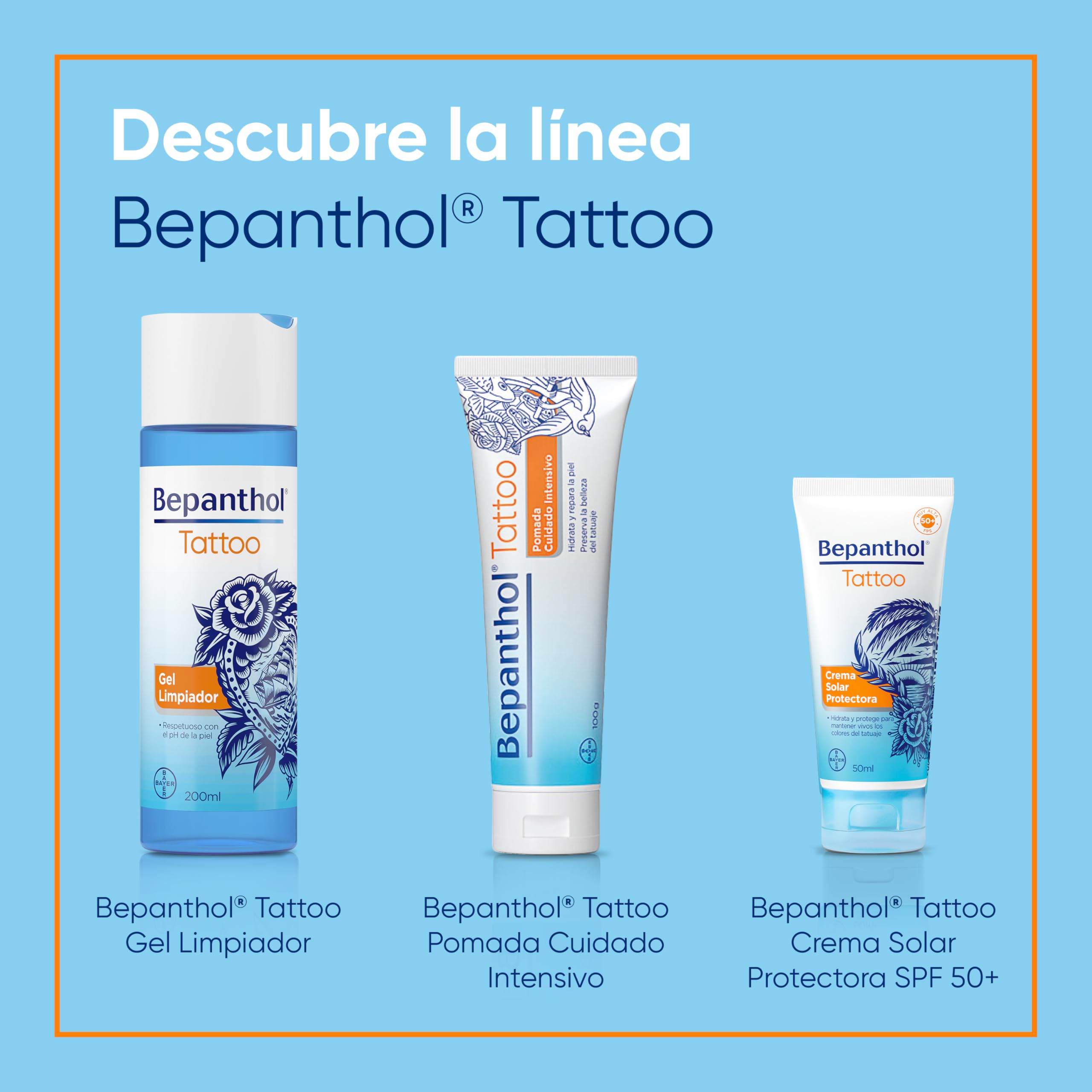 Bepanthol Tattoo Crema Solar 50, Proteccion Solar para Tatuajes SPF50, 50 ml — view 3