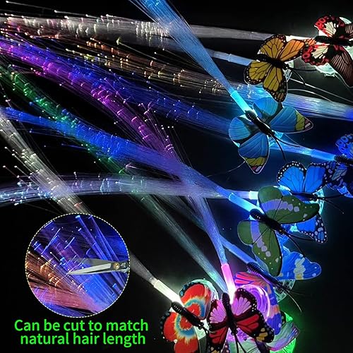 Miniatura 4 de M.best 12 pinzas de mariposa para el cabello, pasadores de fibra óptica con luz LED para niñas y mujeres, recuerdos de fiesta, colores surtidos