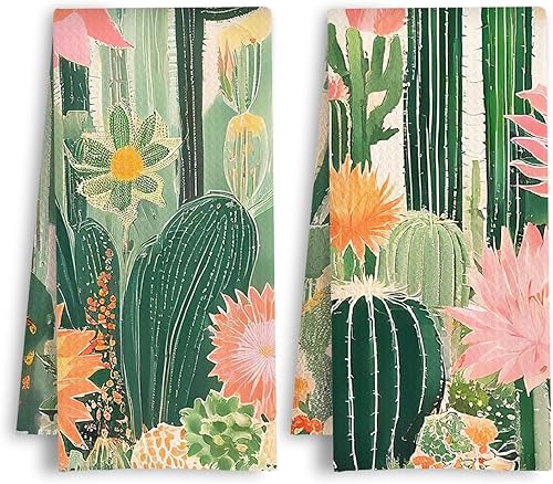 Miniatura 16 de Toallas de cocina con diseño floral de margaritas, estilo retro de los años 70, color marrón y verde, toalla de mano rústica estilo botánico