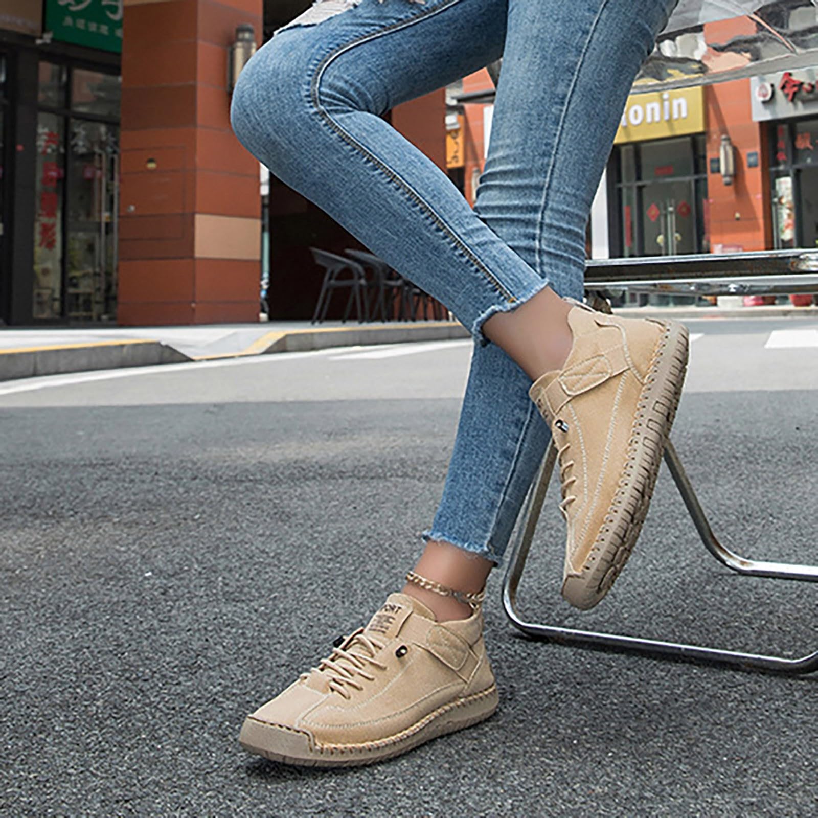 Scarpe da ginnastica da donna e da uomo, scarpe basse in pelle, con lacci, scarpe sportive, antiscivolo, scarpe da trekking, scarpe da trekking, scarpe basse per il tempo libero