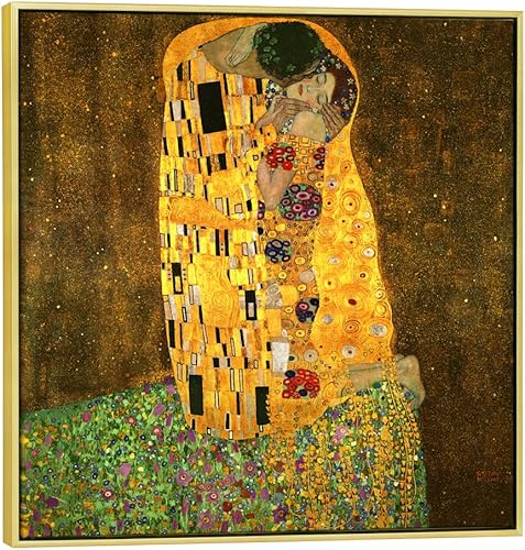 Wieco Art Arte enmarcado El beso de Gustav Klimt famosas pinturas al óleo reproducciones modernas impresiones en lienzo giclée, arte de pared en